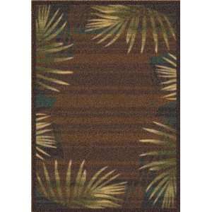  Milliken Palm Brown Leather C626 Oval 5.40 x 7.80 Area Rug 