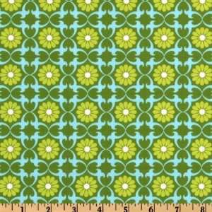  44 Wide Pick A Bunch Organic Floral Tile Olive Fabric By 