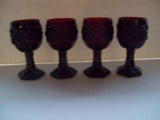 AVON 1876 CAPE COD COLLECTION Ruby Red Pressed Glass Wine Glass 4 1 
