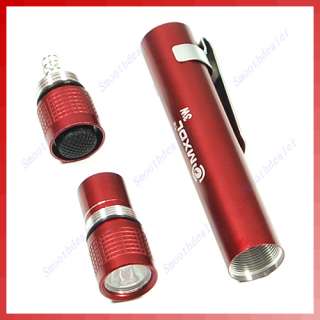 3W Bright Waterproof Pen LED Flashlight Torch Mini Red  