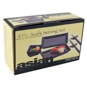  8pc Asian Trends Sushi Serving Kit   Matte Black, Ceramic 