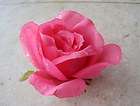 Deep Pink Dew Sheer Silk Rose Flower Hair Clip,Brida