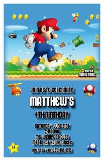 Setof10 Super Mario Bros. Personalized Invitations B  