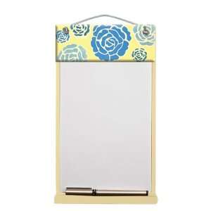 Kims Calendars Wooden Refillable Notepad Holder  BLUE ROSES ON YELLOW 