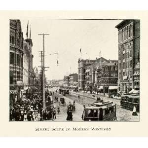   Winnipeg Manitoba Canada Bustling Avenue   Original Halftone Print