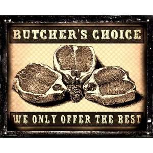 Butcher shop meat Sign beef steak pork chops deli / vintage antique 
