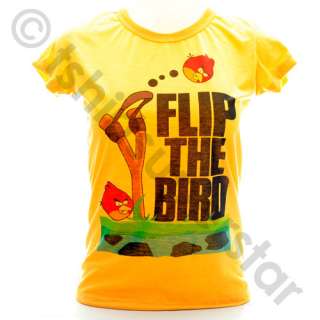 ANGRY BIRDS Flip The Bird   Girls Ladies Shirt Tshirt  