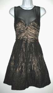 NWT Bronze ADRIANNA PAPELL $198 Sheer/Tafetta Mini Cocktail Party 