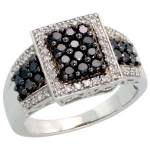   Diamond Ring, w/ 0.75 Carat Brilliant Cut White & Black Diamonds, 7/16