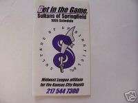 1995 Sultans of Springfield Baseball Pocket Schedule  