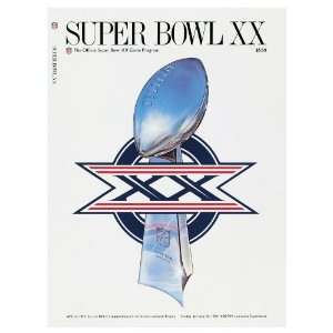 Canvas 36 x 48 Super Bowl XX Program Print   1986, Bears vs Patriots 