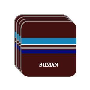 Personal Name Gift   SUMAN Set of 4 Mini Mousepad Coasters (blue 