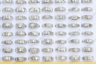 Wholesale lots 40 clear crystal rhinestone silver p man Rings  