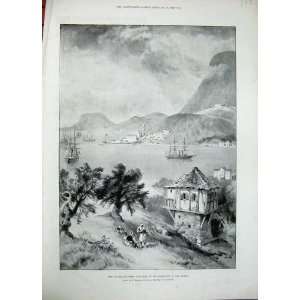  1896 Crete Suda Bay Island Ships Houses Mountains Print 