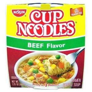 Nissin Cup Noodles Beef Flavor Soup 2.25 oz (Pack of 24)  