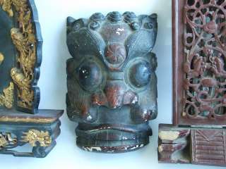 antique Chinese wooden grimace mask  