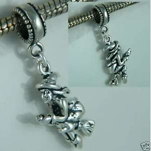  Witch on Broom 3D Halloween Sterling Silver Dangle Charm 