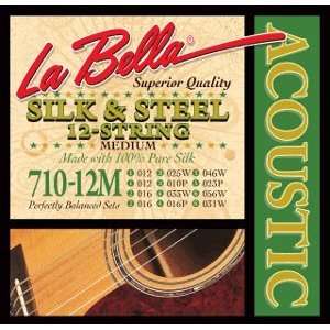 La Bella Acoustic 12 String Guitar Silk & Steel Medium, .012   .056 