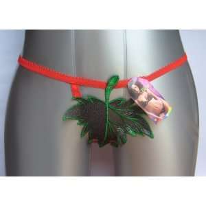  Red Womens Tree Leaf G String (Small) 