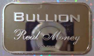 BULLION REAL MONEY $ SILVER ART BAR RARE .999 Ag COLLECTABLE  