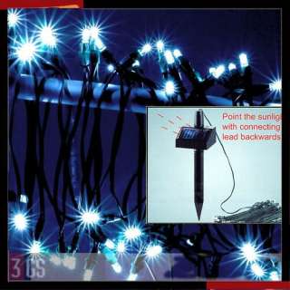   White 36 ft Solar Powered 60 LED Fairy String Christmas Lights  