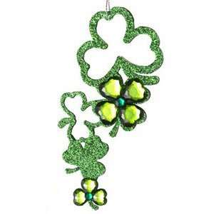  St. Pattys Day Shamrock Dangle Ornament Glitter & Jewels 