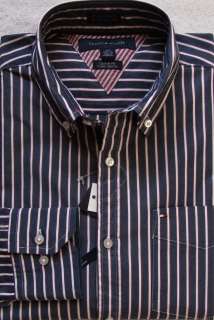 NWT Tommy Hilfiger Mens Custom Fit Long Sleeves Striped Shirt  