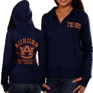   Auburn Tigers Ladies Navy Blue Victoria Full Zip Hoodie Sweatshirt