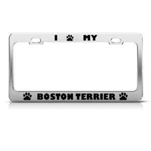 Boston Terrier Dog Dogs Chrome Metal License Plate Frame 