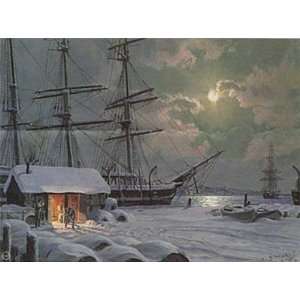  John Stobart   New Bedford Snowfall on Center Wharf 1875 