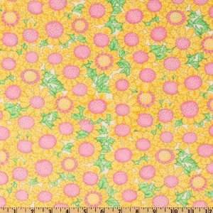  44 Wide Moda Girlie Girl Sunflowers White Fabric By The 