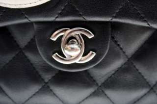 AUTH CHANEL Ligne Cambon Large Multipocket Black Lambskin Reporter 