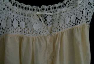Vintage white cotton laced camisole with light beige silk.