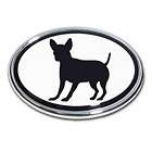 Chihuahua Dog Emblem Home Family Children Pet oval Real metal Chrome 