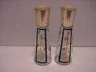   SALT AND PEPPER SHAKERS Clear Glass w/Gold Starbursts+Bla​ck Border