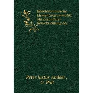   des . G. Pult Peter Justus Andeer   Books