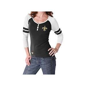   Saints Womens 3/4 Steeve Rib Henley Top 4 XLARGE