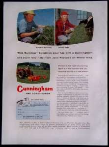 1958 Cunningham Hay Conditioner Magazine Print Ad  