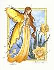 Amy Brown Flower Fairy Faery Print Daffodil Garden Yellow Blossom 