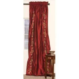  Bertrand Embroidered Silk Drape  Rouge, 50 wide x 96 