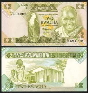 Zambia  2 Kwacha 1986 88 P 24c UNC  