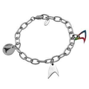  Star Trek Stainless Steel Insignia Charm Bracelet, 8.5 