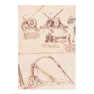  Designs for a Catapult   Poster by Leonardo Da Vinci 