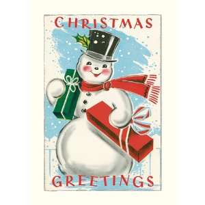  Cavallini Snowman Christmas Greetings in tin