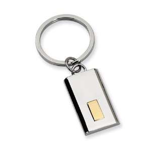    Mens Stainless Steel And 24K Gold Key Chain 