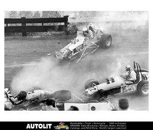 1967 Indiana Sprint Car Race Car Crash Photo  
