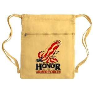 Messenger Bag Sack Pack Yellow Honor Our Armed Forces US American Flag 