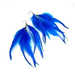  Ocean Jewels Royal Blue Feather Earrings   Everything 