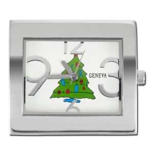  1 inch Square White Watch Face with Christmas Tree Arts 