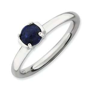   Silver Stackable Expressions Polished Blue Lapis Ring Size 5 Jewelry